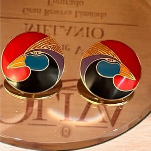 - NWOT Laurel Burch Harlequin Bird Earrings Retired